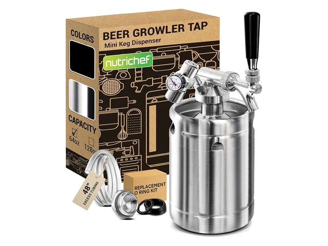 NutriChef 64 oz Pressurized Mini Keg Dispenser (PKBRTP65)